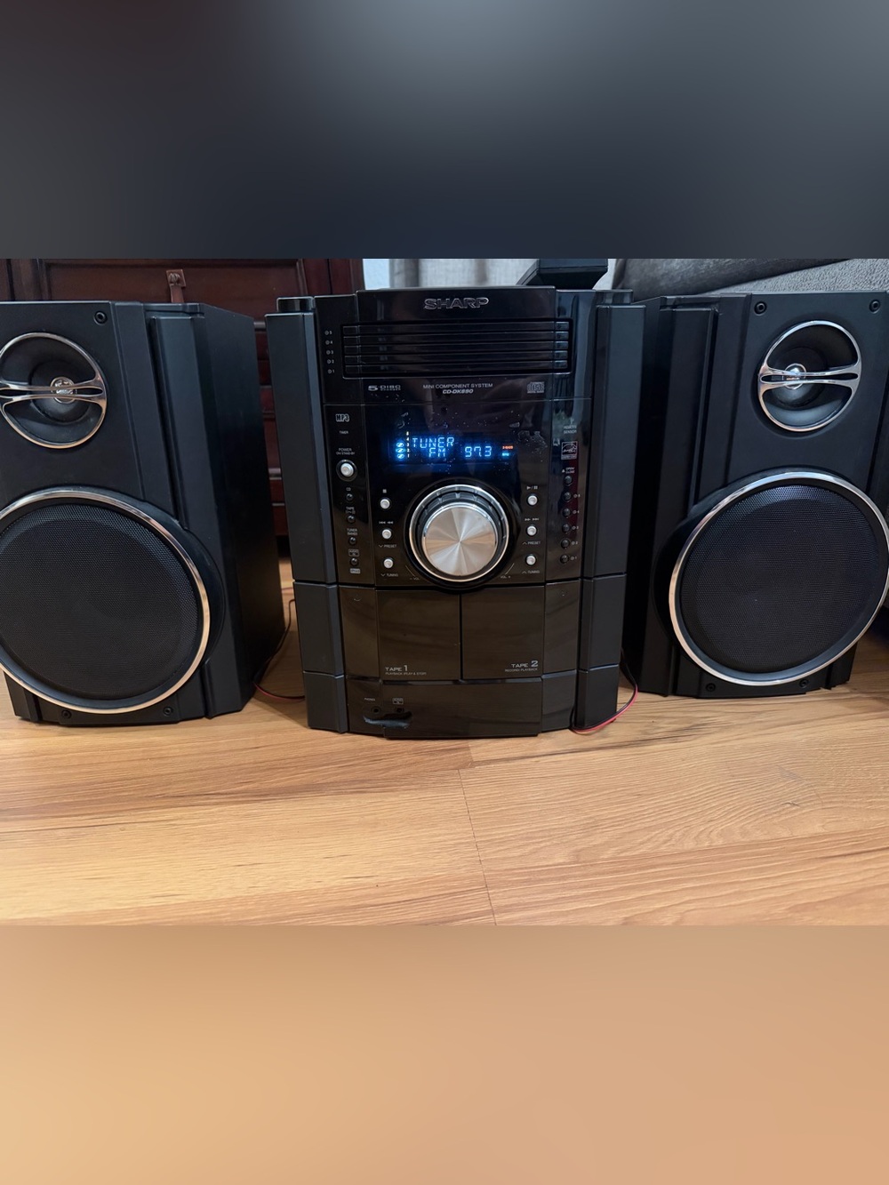 Sharp Black Mini Stereo System with Dual Speakers